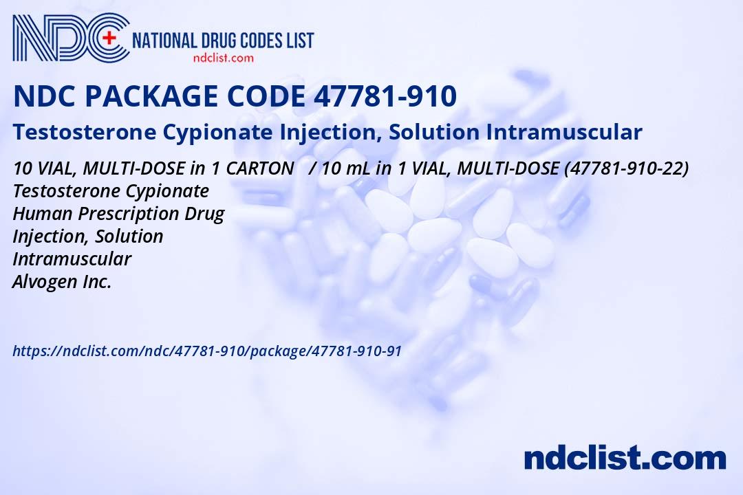 NDC Package 4778191091 Testosterone Cypionate Injection, Solution Intramuscular