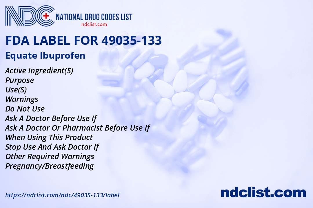 FDA Label for Equate Ibuprofen Indications, Usage & Precautions