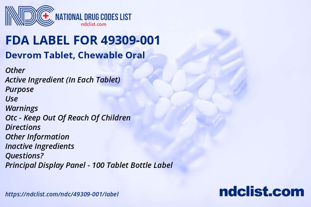 FDA Label for Devrom Tablet, Chewable Oral Indications, Usage
