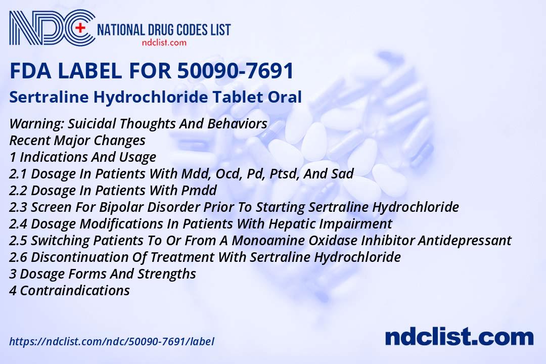Sertraline Hydrochloride Tablet- FDA Label NDC50090-7691