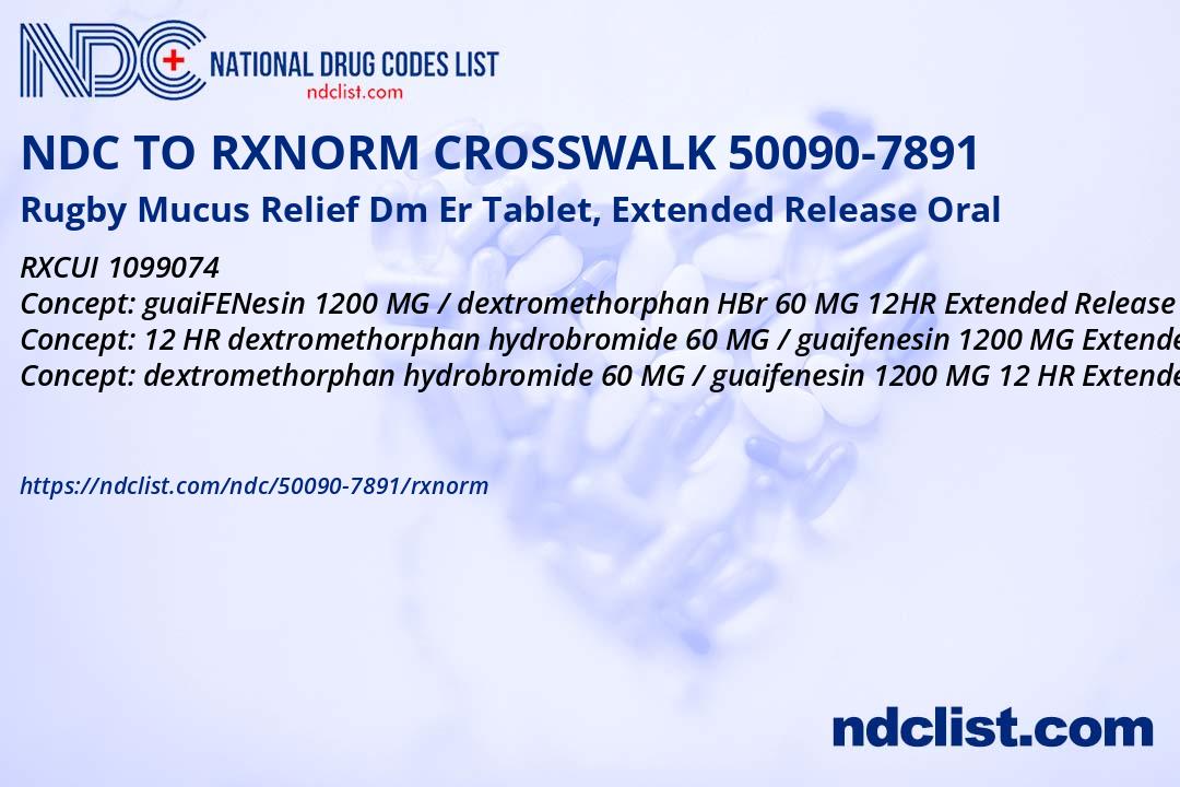 Rugby Mucus Relief Dm Er- RxNorm Crosswalk NDC50090-7891