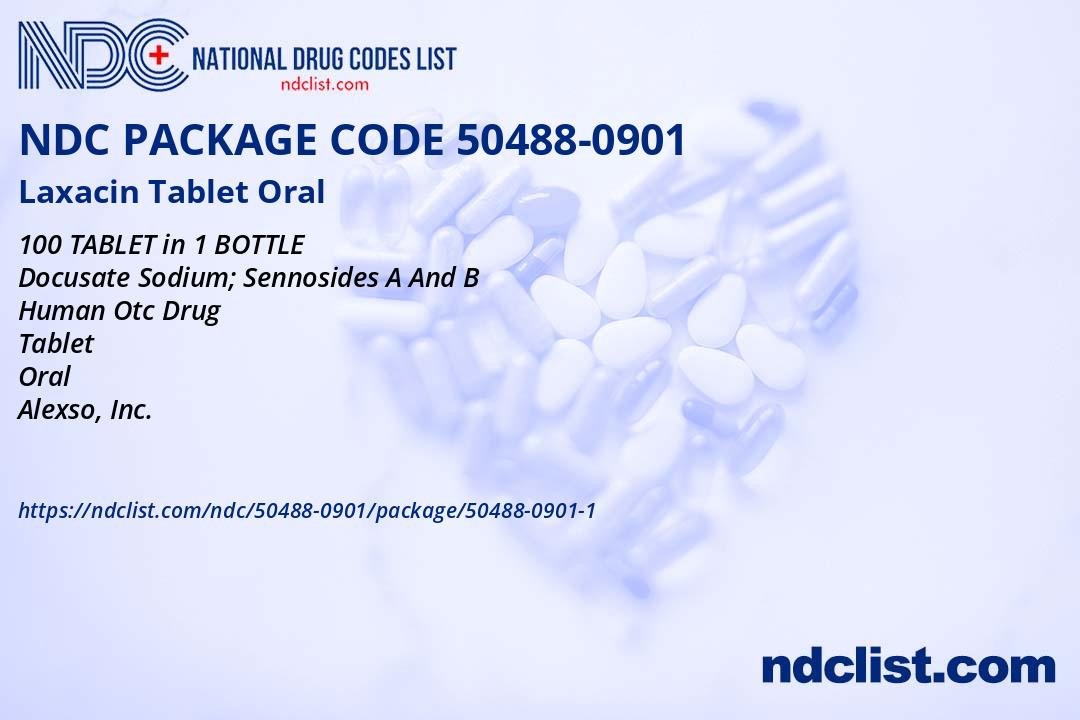 NDC Package 50488-0901-1 Laxacin Tablet Oral