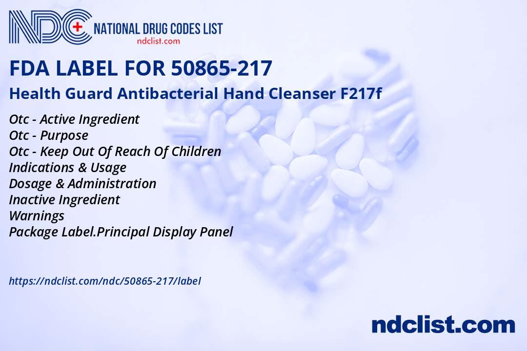 FDA Label for Health Guard Antibacterial Hand Cleanser F217f