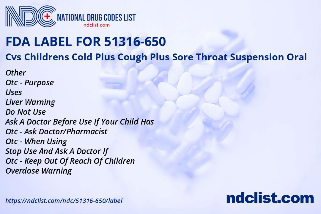 FDA Label for Cvs Childrens Cold Plus Cough Plus Sore Throat Suspension