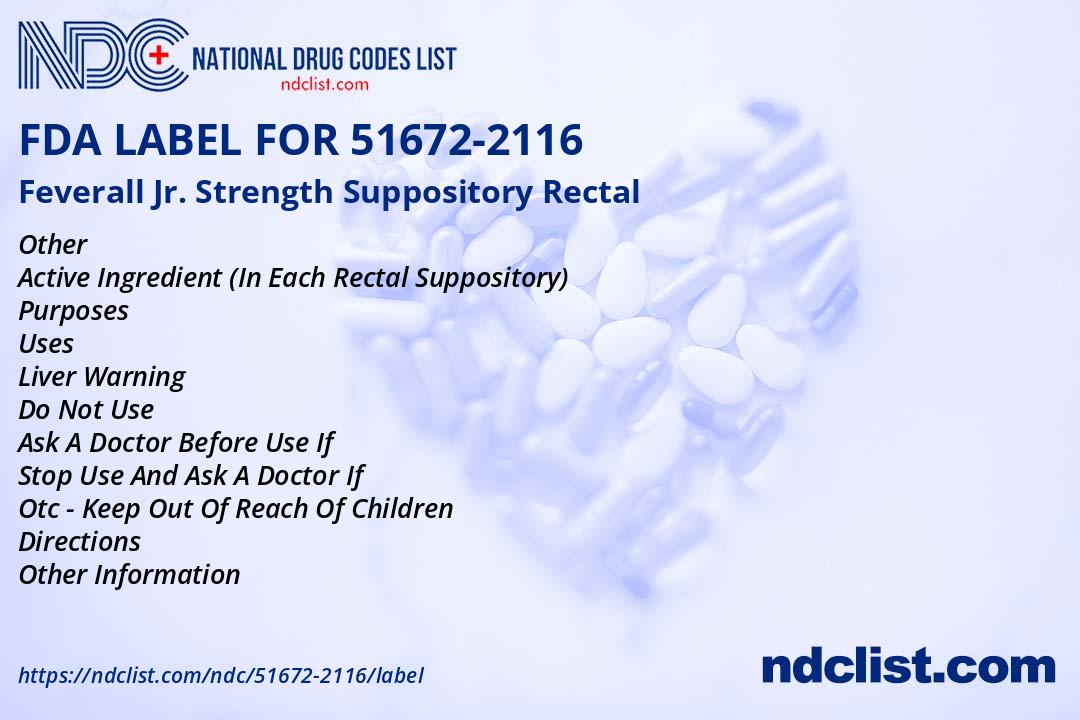 FDA Label for Feverall Jr. Strength Suppository Rectal Indications