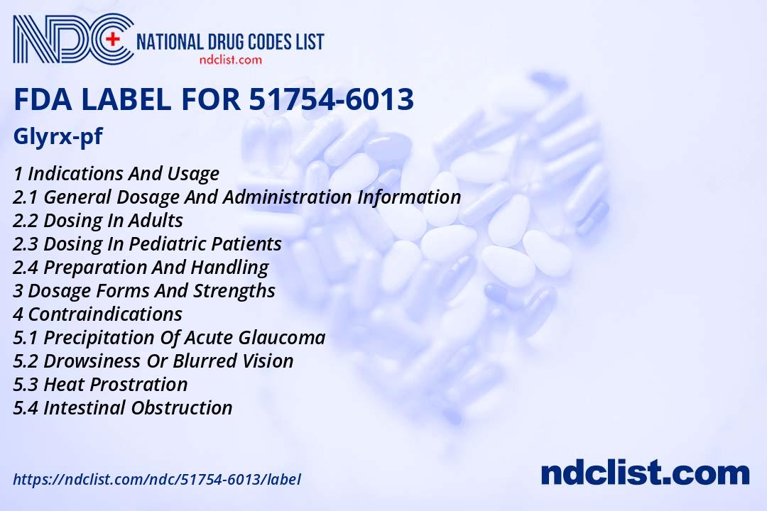 Glyrx-pf Injection, Solution- FDA Label NDC51754-6013