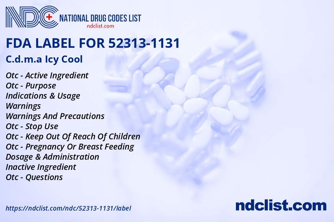 C.d.m.a Icy Cool - FDA Label NDC 52313-1131