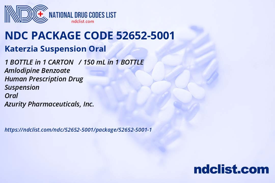 Ndc package 52652 5001 1 katerzia suspension oral
