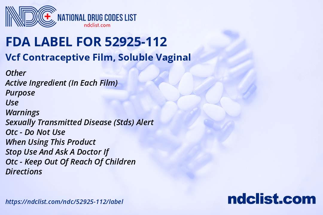 Vcf Contraceptive Film, Soluble - FDA Label NDC 52925-112