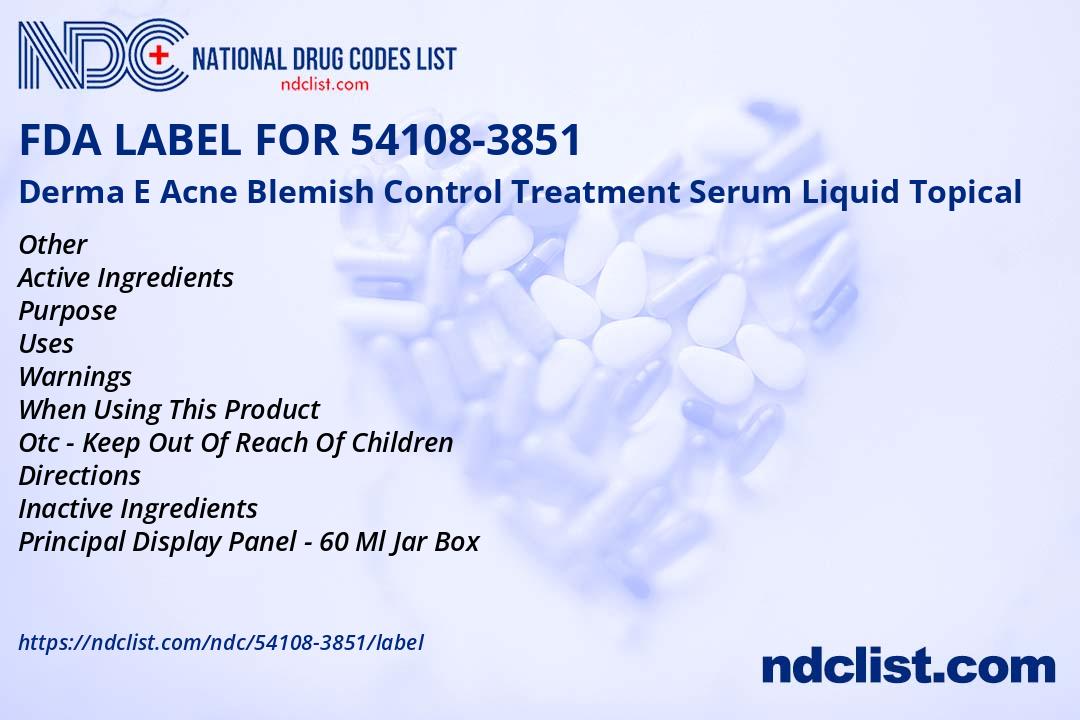 Derma E Acne Blemish Control Tre - FDA Label NDC 54108-3851