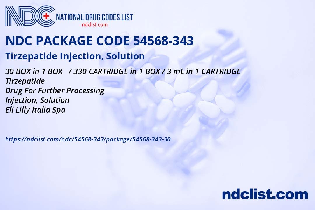 tirzepatide atc code Tirzepatide Injection, Solution- NDC54568-343-30