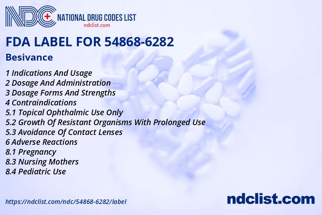 Besivance - FDA Label NDC 54868-6282