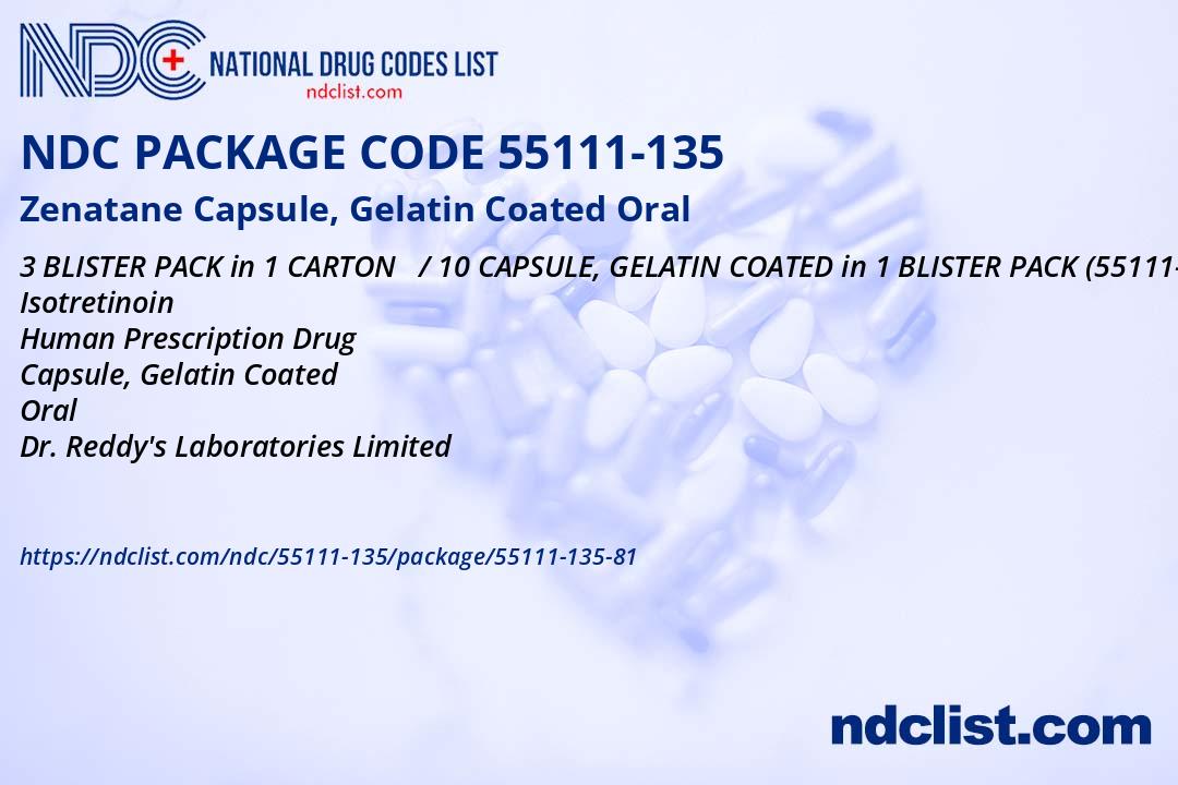 Zenatane Capsule, Gelatin Coated - NDC 55111-135-81