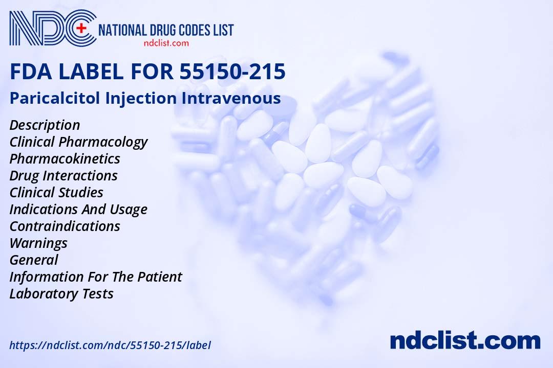 Labal Injection Paricalcitol Injection - FDA Label NDC 55150-215
