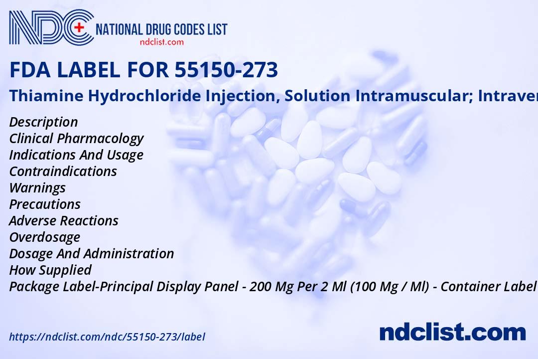 Thiamine Hydrochloride- FDA Label NDC55150-273