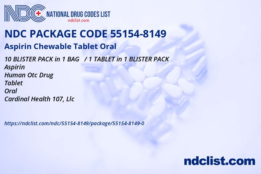NDC Package 5515481490 Aspirin Chewable Tablet Oral