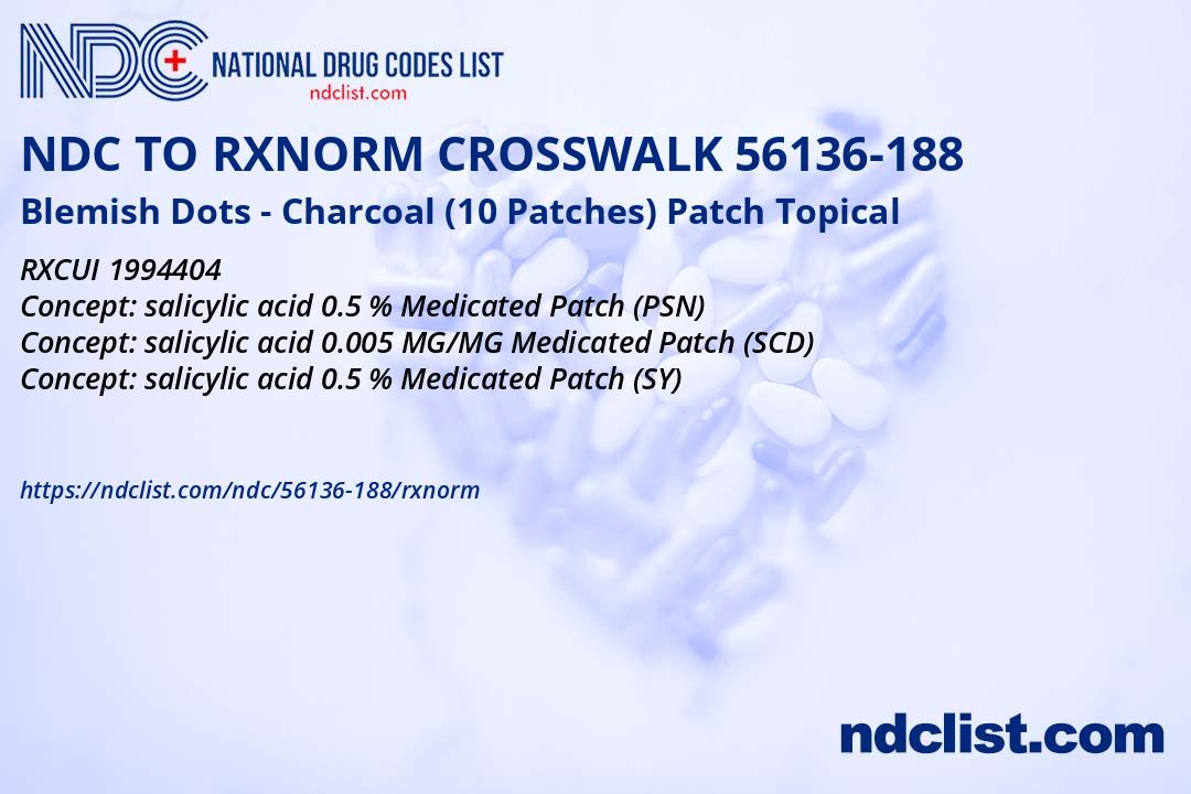 NDC RxNorm Crosswalk 56136-188 Blemish Dots - Charcoal (10 Patches ...