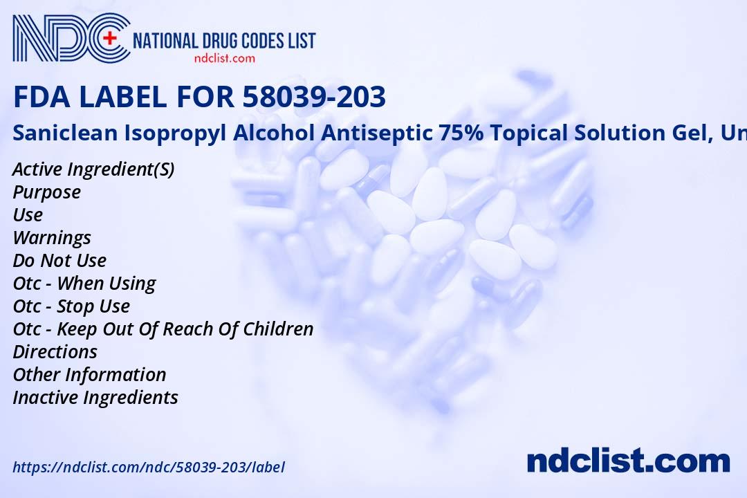Saniclean Isopropyl Alcohol Antis - FDA Label NDC 58039-203