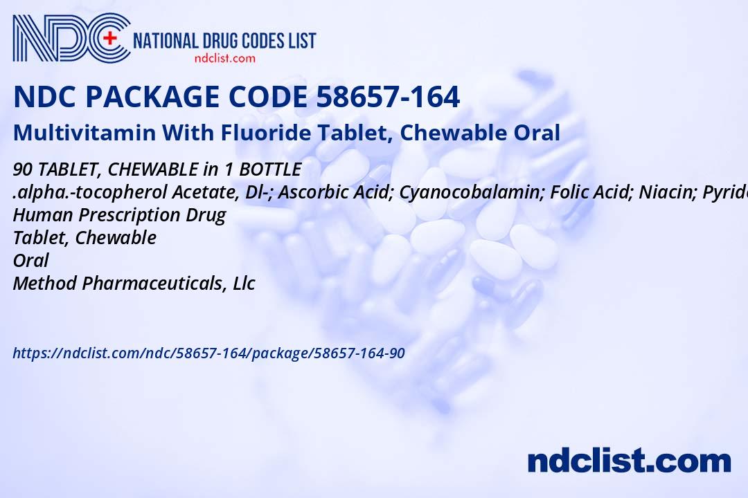 Multivitamin With Fluoride Tablet, Chewable- NDC58657-164-90