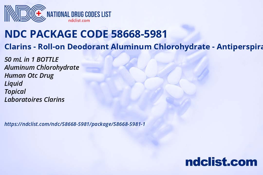 NDC Package 5866859811 Clarins Rollon Deodorant Aluminum