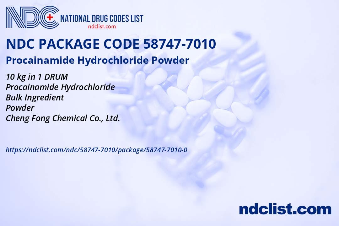 Procainamide Hydrochloride Powder - NDC 58747-7010-0
