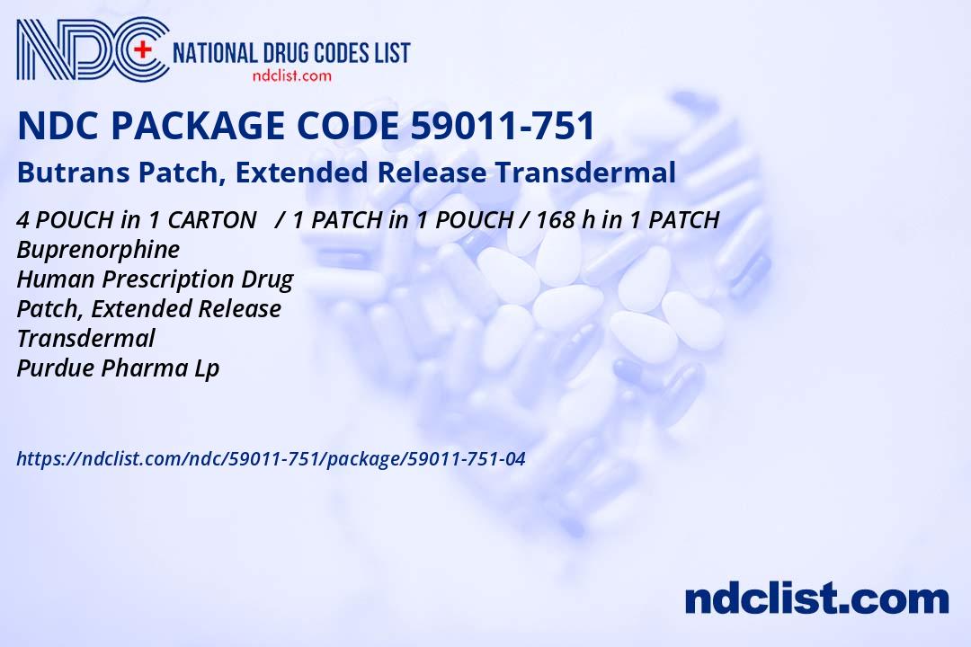 Butrans Patch, Extended Release - NDC 59011-751-04