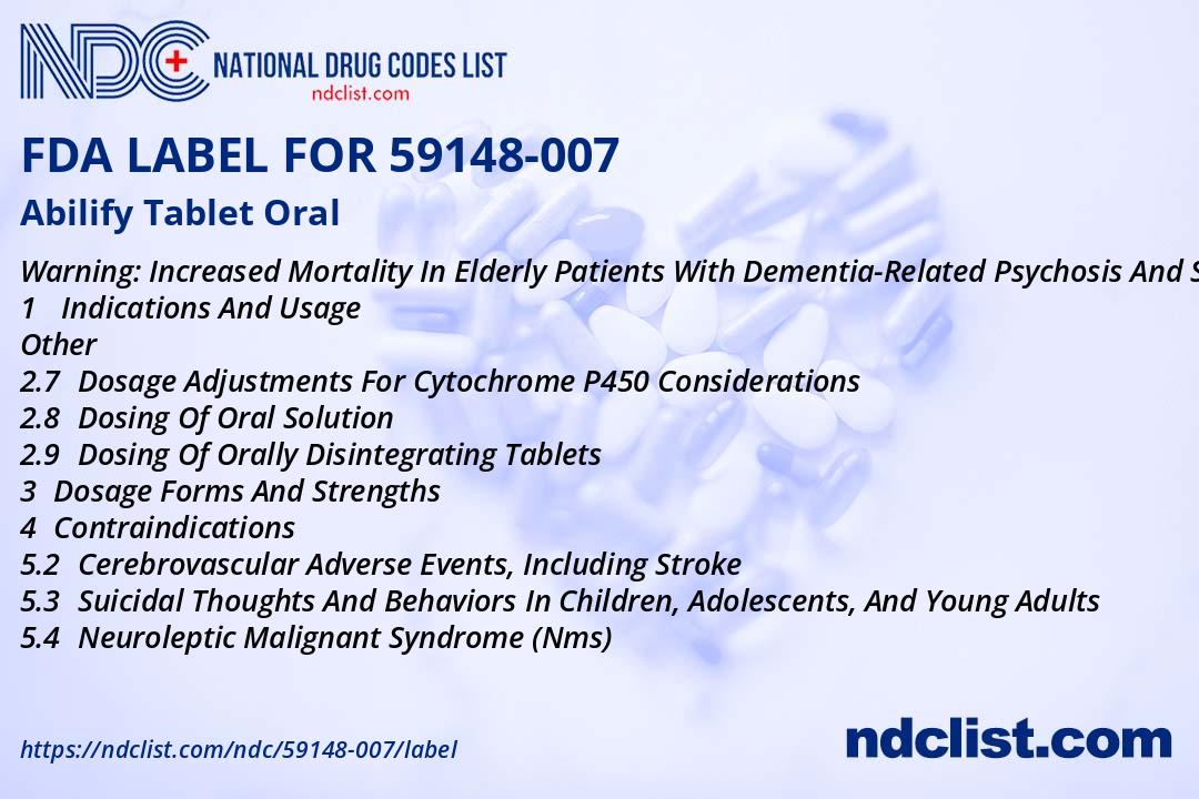 Abilify Tablet- FDA Label NDC59148-007
