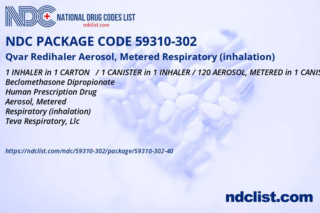 NDC Package 5931030240 Qvar Redihaler Aerosol, Metered Respiratory