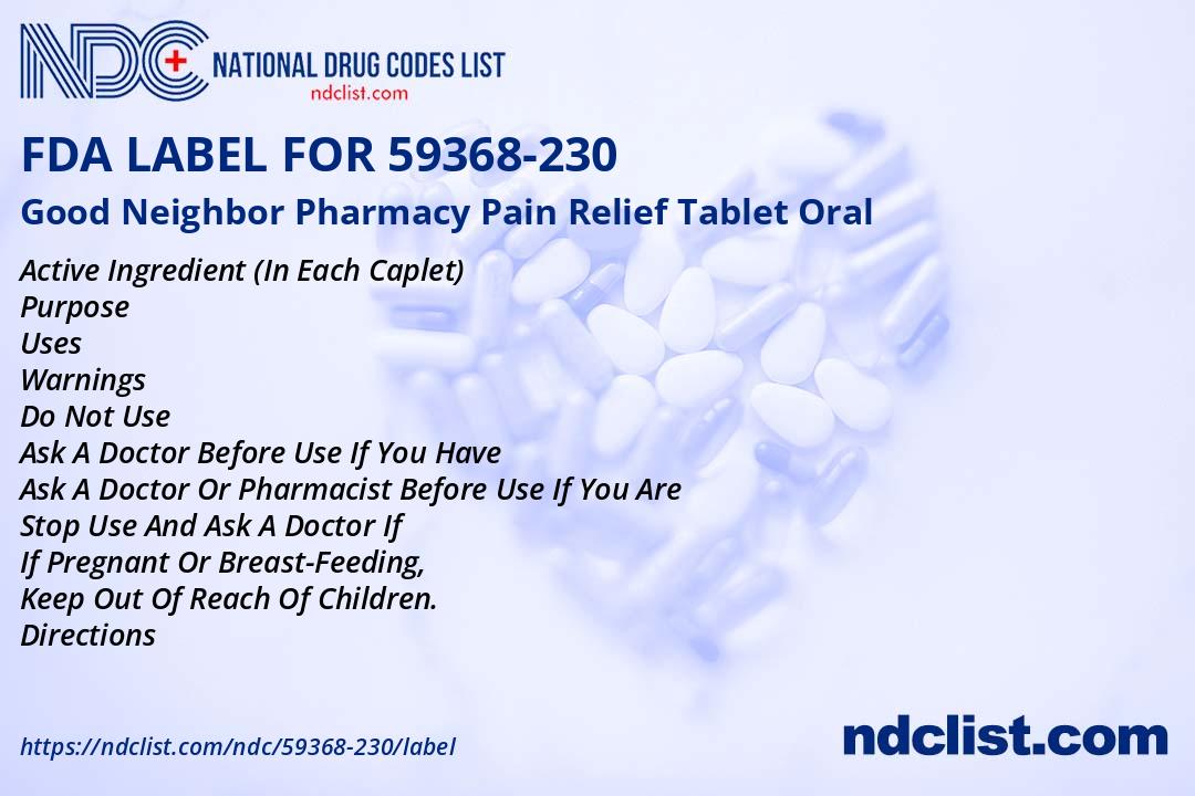 FDA Label for Good Neighbor Pharmacy Pain Relief Tablet Oral