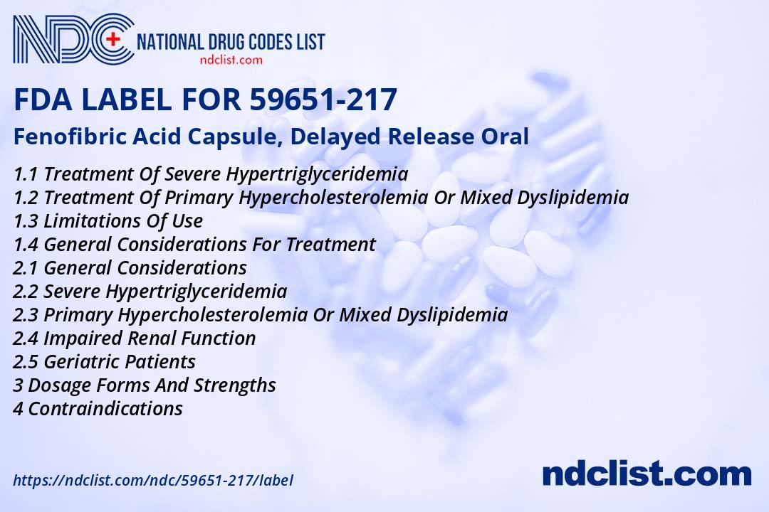 Fenofibric Acid- FDA Label NDC59651-217