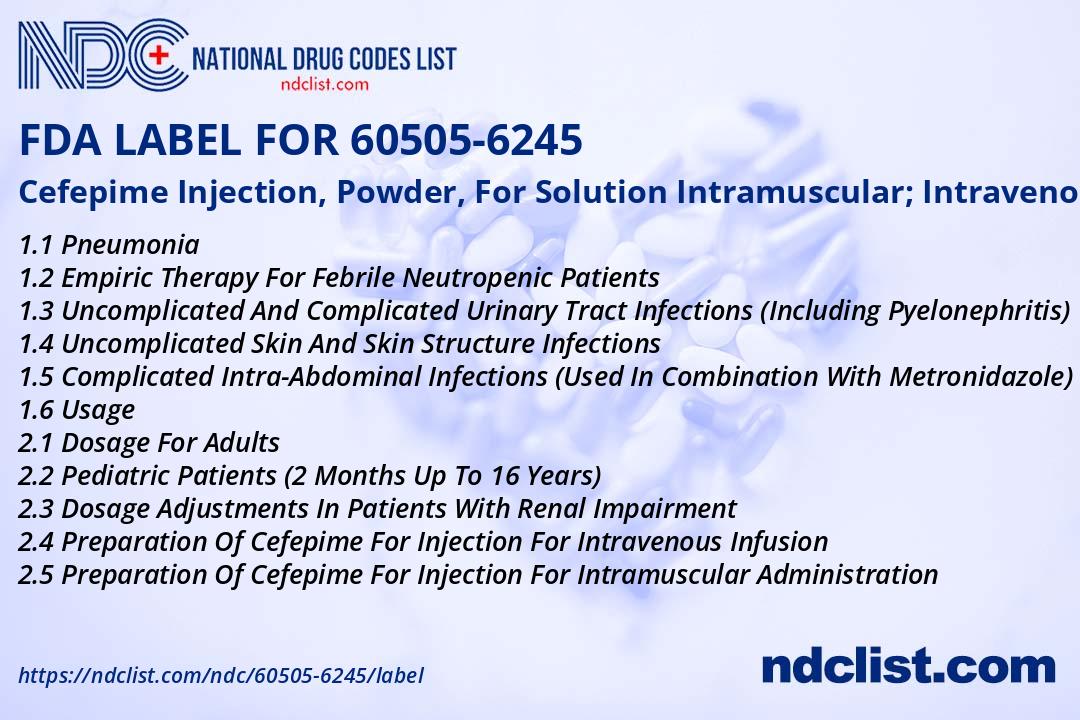 FDA Label for Cefepime Injection, Powder, For Solution Intramuscular ...