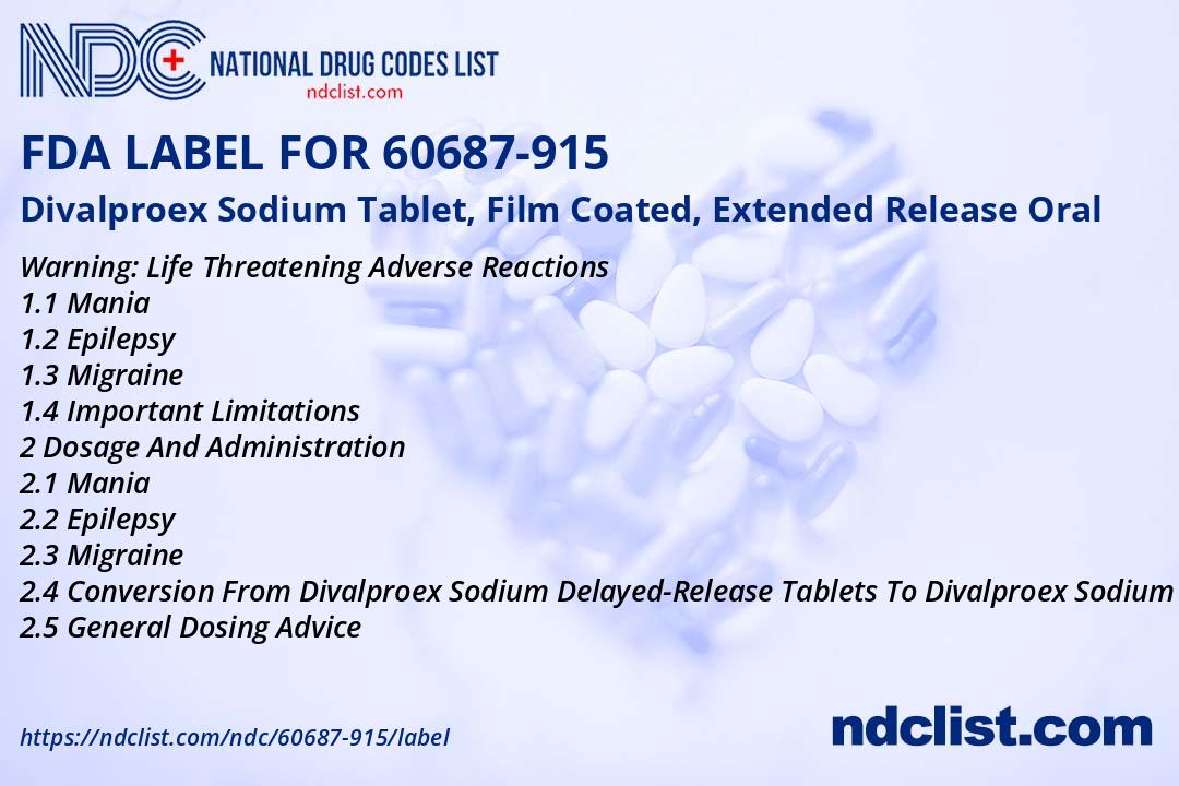 FDA Label for Divalproex Sodium Tablet, Film Coated, Extended Release ...