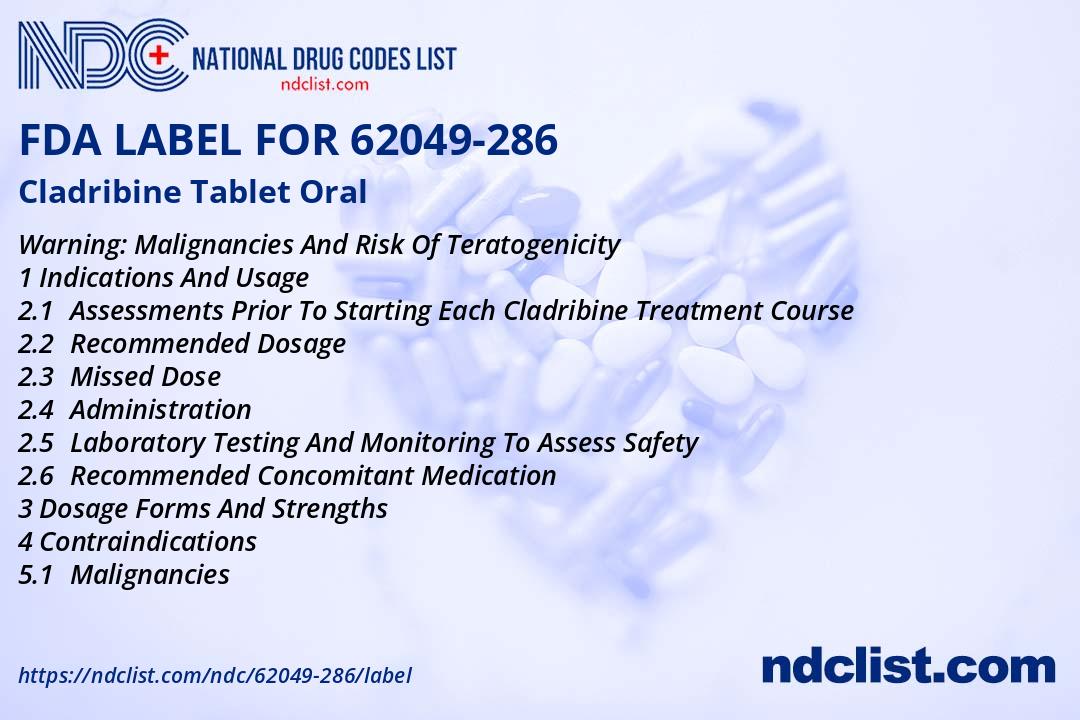Cladribine Tablet FDA Label - NDC 62049-286