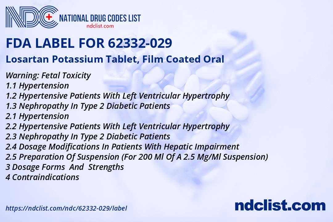 FDA Label for Losartan Potassium Tablet, Film Coated Oral - Indications ...