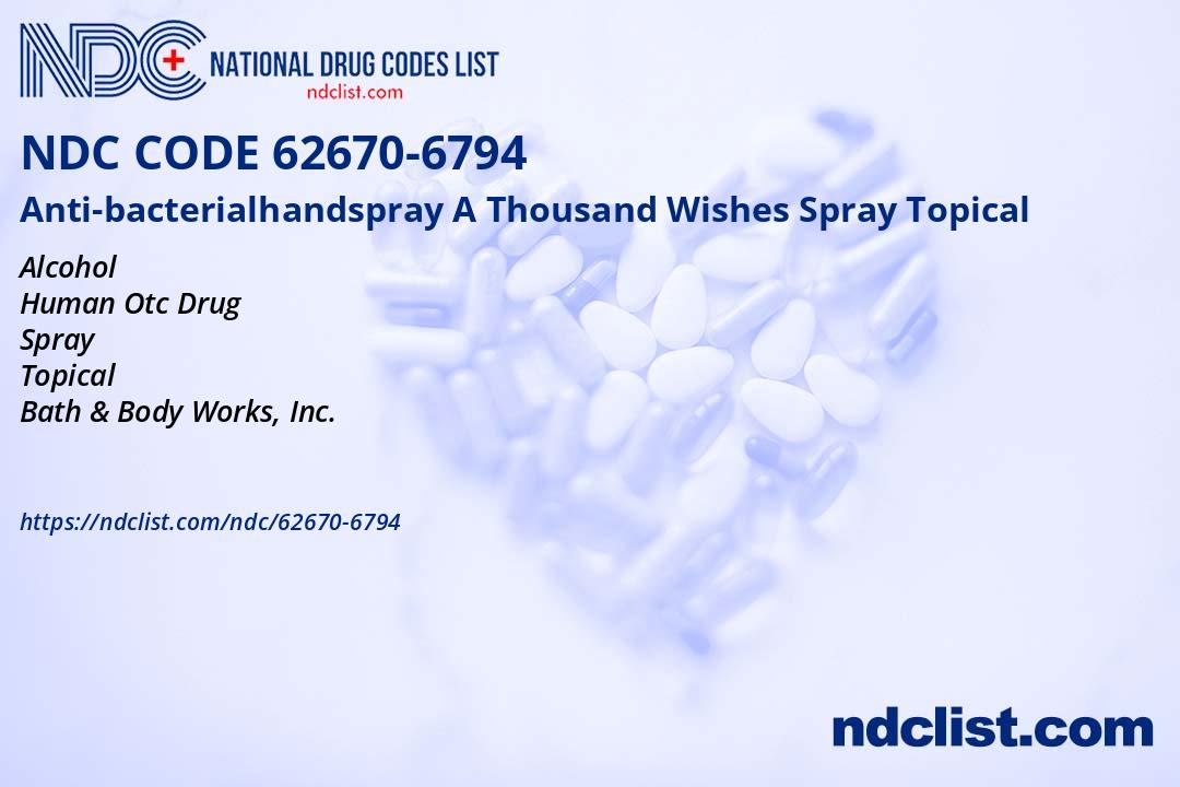 NDC 62670-6794 Anti-bacterialhandspray A Thousand Wishes Spray Topical