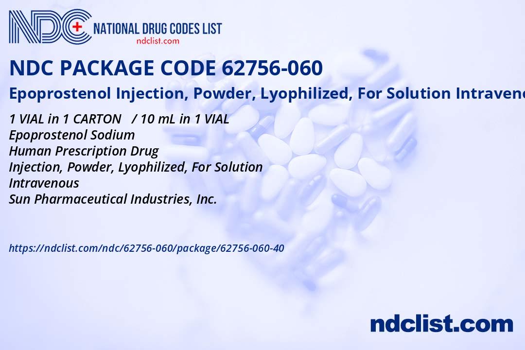 *・mi・* 1 Epoprostenol NDC Package 62756-060-40