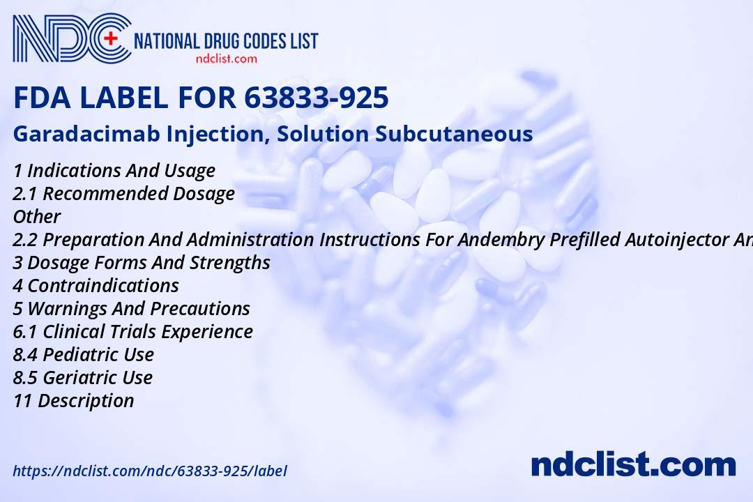 Andembry Injection, Solution- FDA Label NDC63833-925