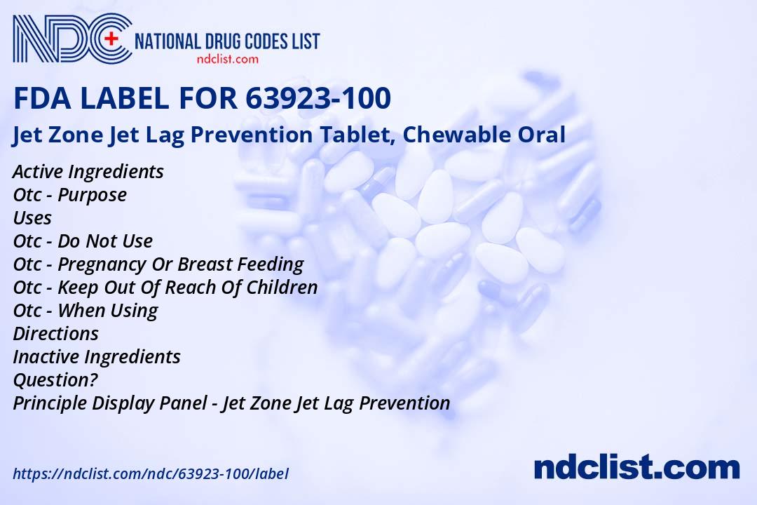Jetzone Jet Lag Prevention FDA Label - NDC 63923-100