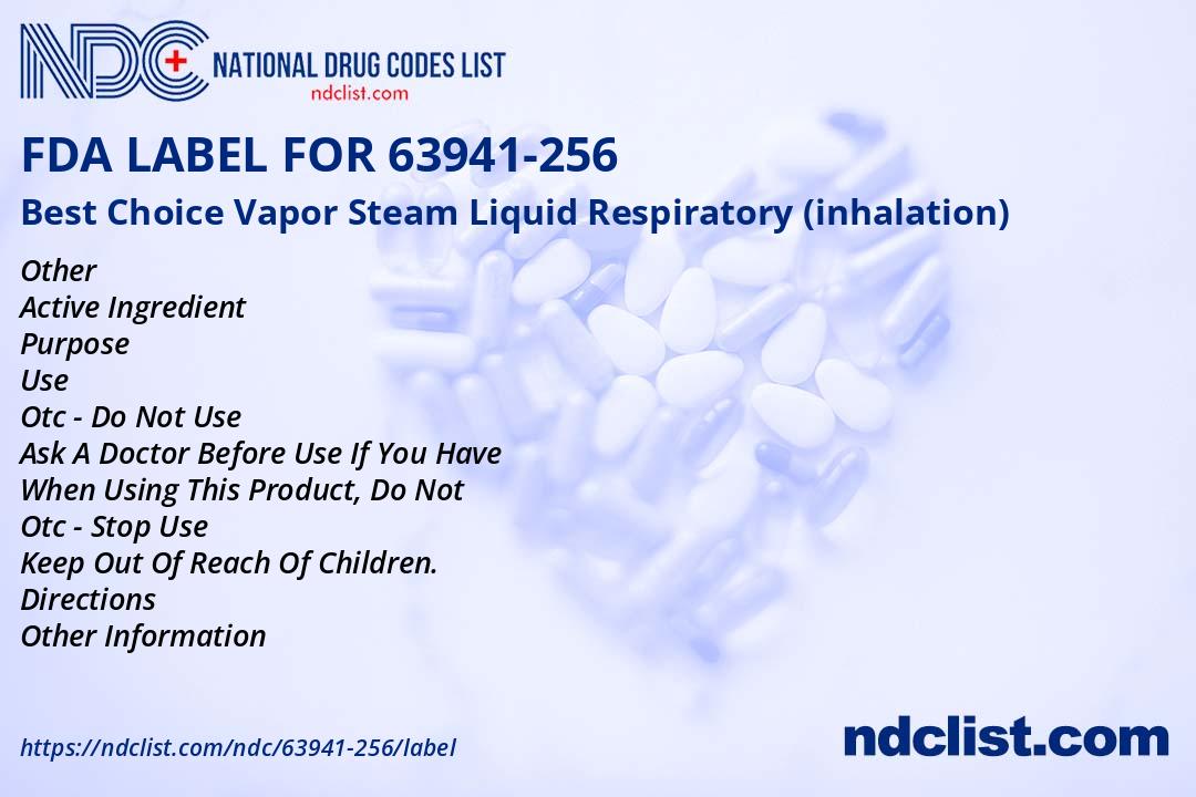 FDA Label for Best Choice Vapor Steam Liquid Respiratory (inhalation