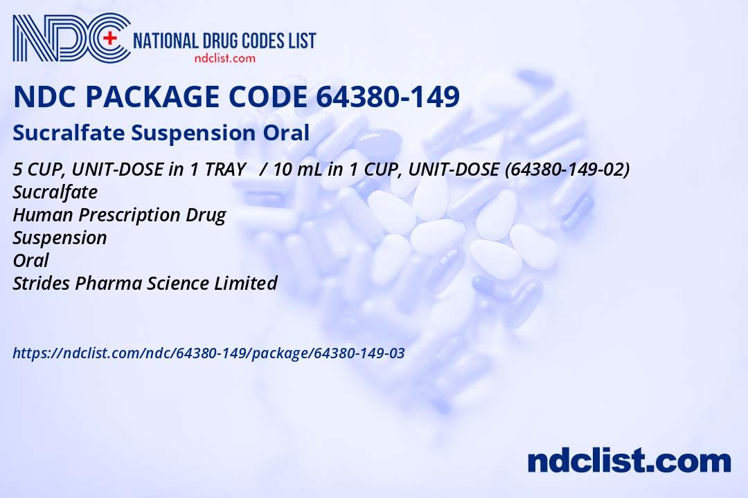 NDC Package 64380-149-03 Sucralfate Suspension Oral