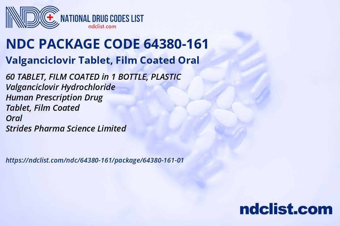 NDC Package 64380-161-01 Valganciclovir Tablet, Film Coated Oral