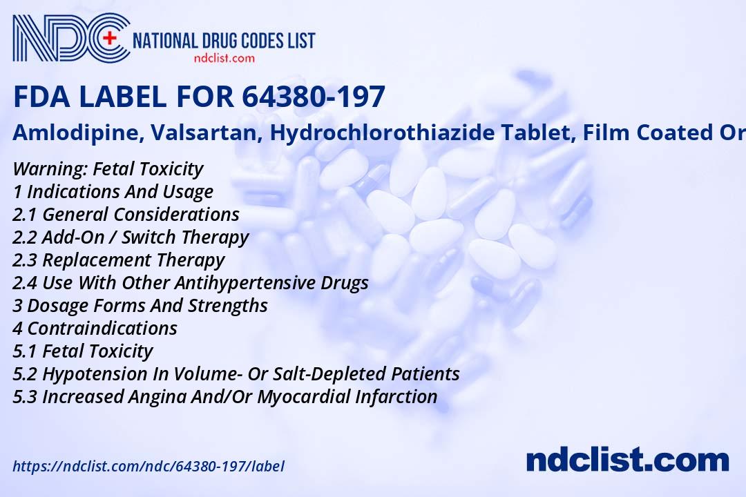 FDA Label for Amlodipine, Valsartan, Hydrochlorothiazide Tablet, Film ...