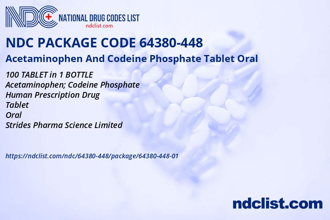 NDC Package 64380-448-01 Acetaminophen And Codeine Phosphate Tablet Oral