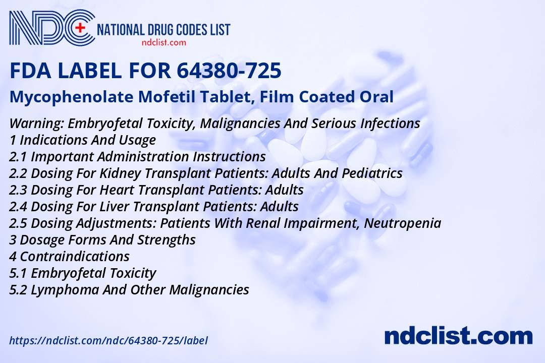 FDA Label for Mycophenolate Mofetil Tablet, Film Coated Oral ...