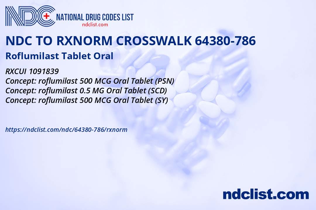 NDC RxNorm Crosswalk 64380-786 Roflumilast Tablet Oral