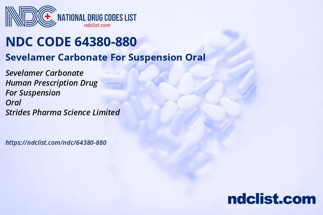 NDC 64380-880 Sevelamer Carbonate For Suspension Oral