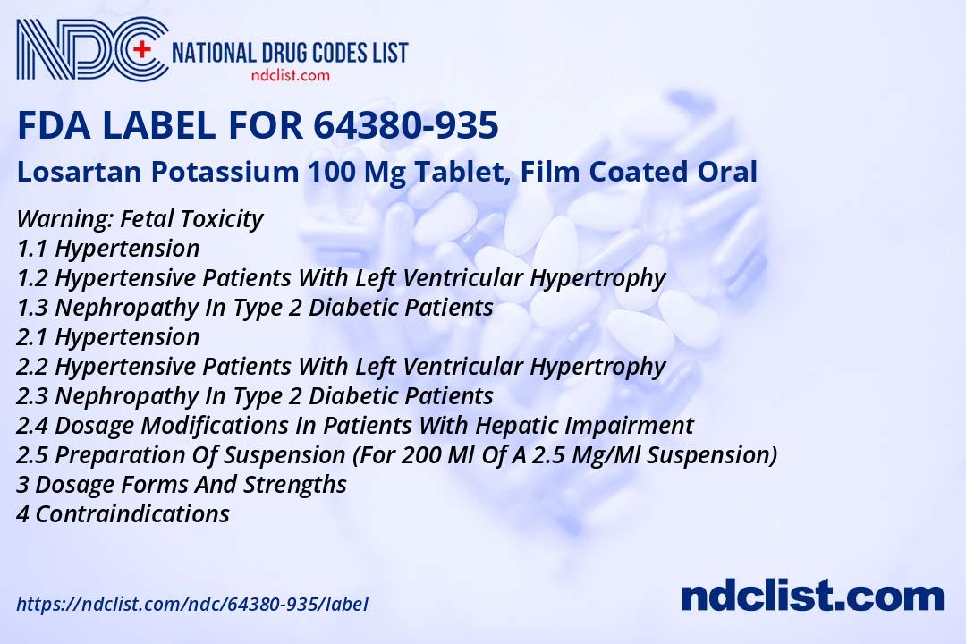 FDA Label for Losartan Potassium 100 Mg Tablet, Film Coated Oral ...