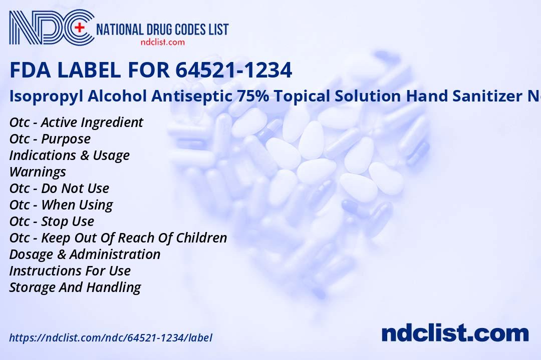 FDA Label for Isopropyl Alcohol Antiseptic 75 Topical Solution Hand Sanitizer Nonsterile