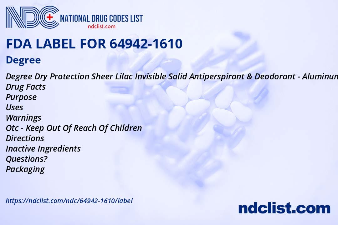 Degree - FDA Label NDC 64942-1610