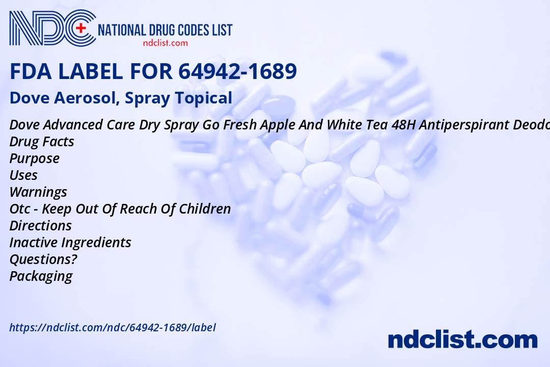 Dove Aerosol, Spray - FDA Label NDC 64942-1689